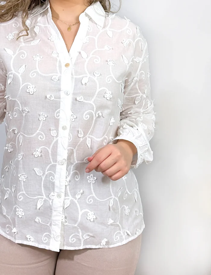 Camisa Bordada Blanca - Imagen 3