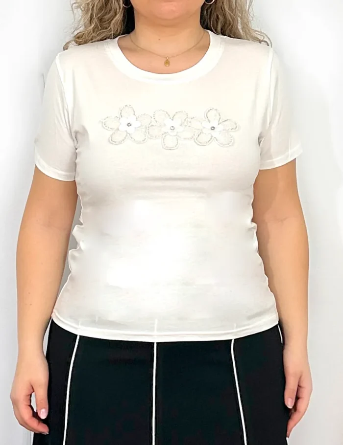 Camiseta Blanca Flores - Imagen 2