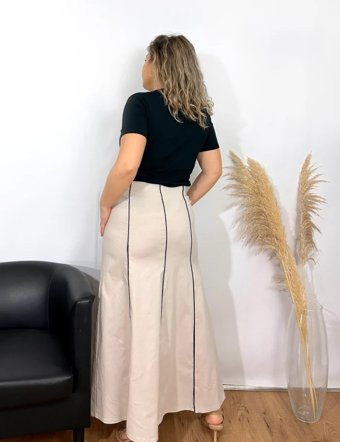 Falda Evasé Rayas Crema - Imagen 3