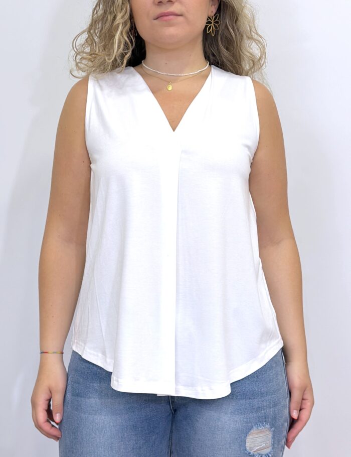 Camiseta Tirantes Pliegue Blanca