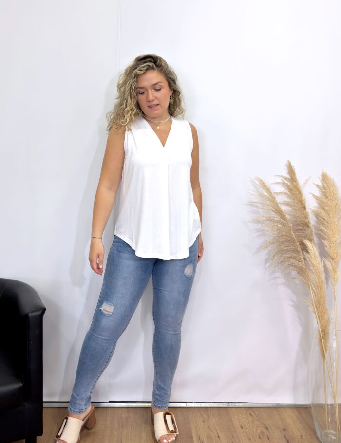 Camiseta Tirantes Pliegue Blanca - Imagen 2