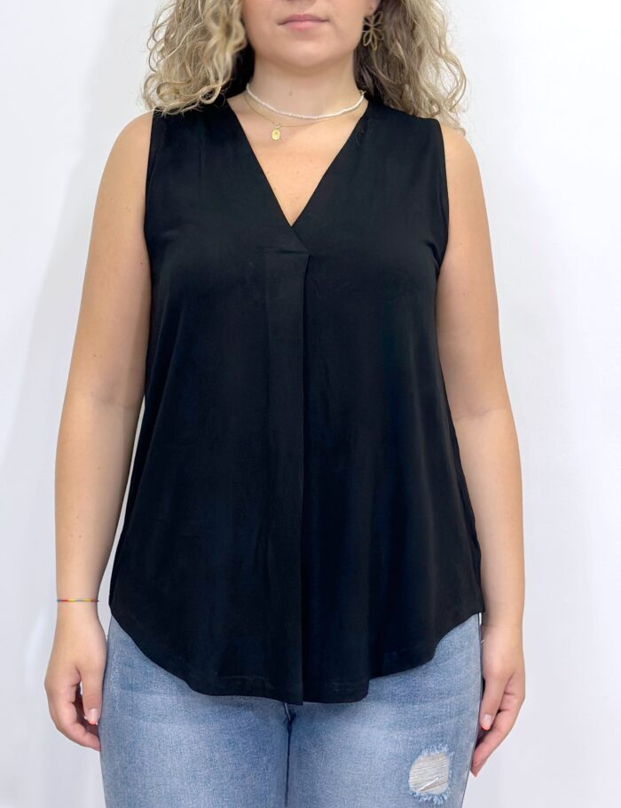 Camiseta Tirantes Pliegue Negra