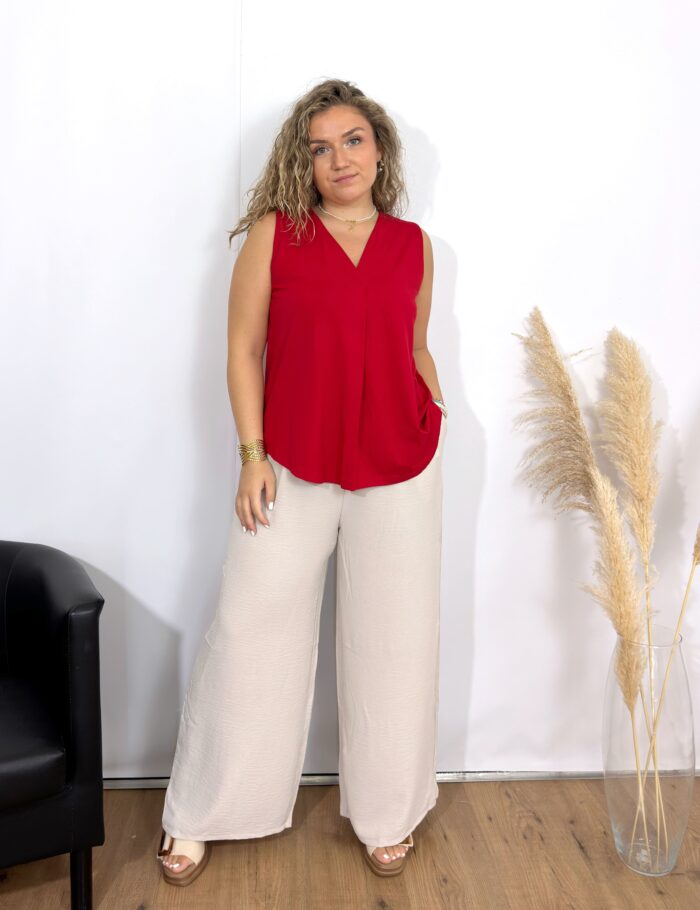 Camiseta Tirantes Pliegue Roja - Imagen 2