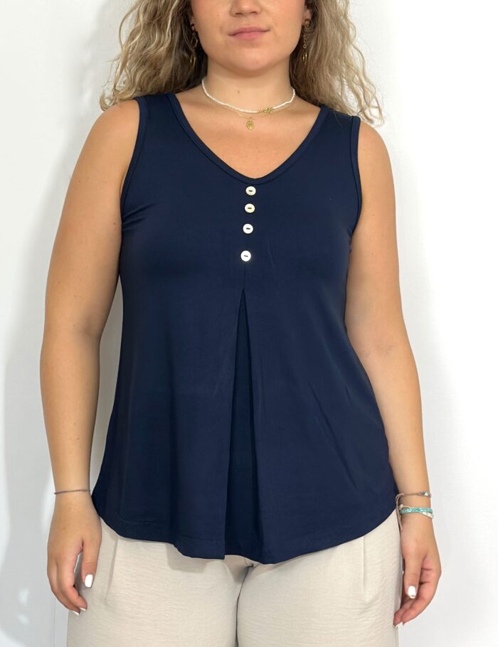 Camiseta Pliegue Botones Marino - Imagen 2