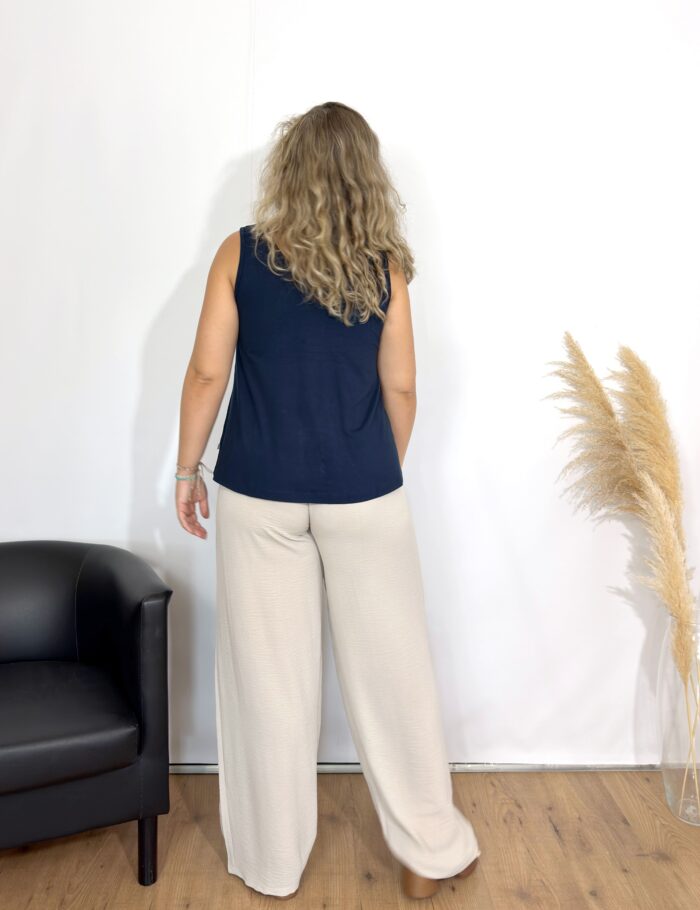 Camiseta Pliegue Botones Marino - Imagen 3