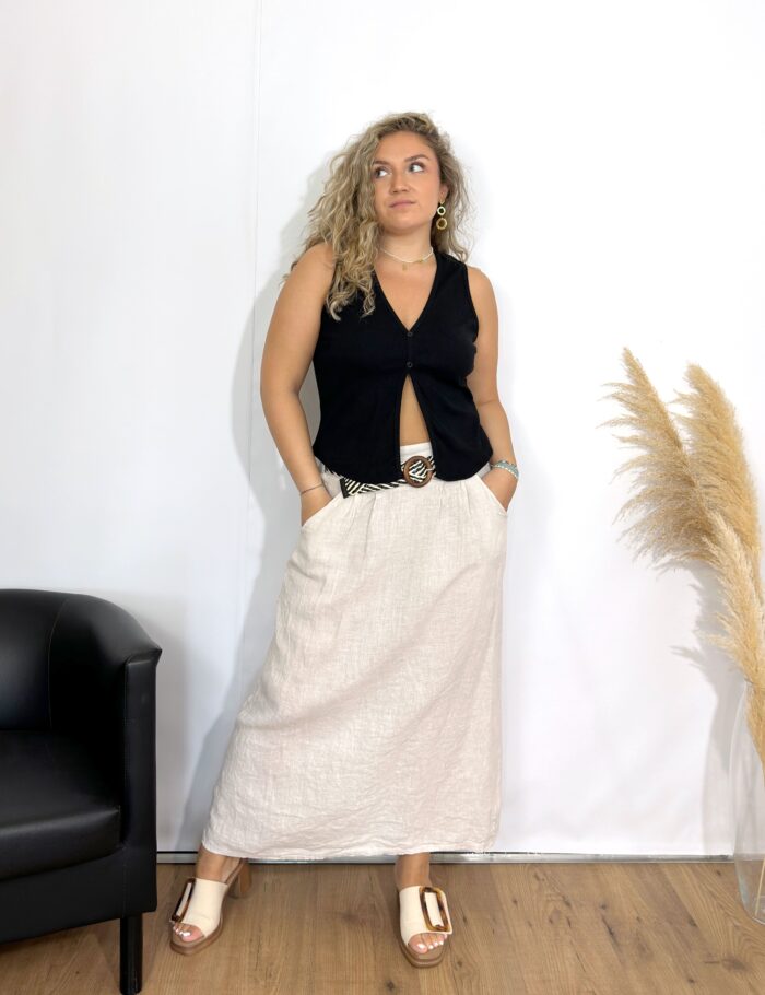 Top Apertura Rib Negro