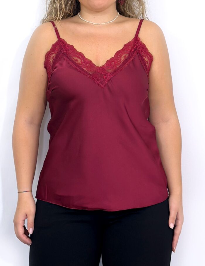Top Lencero Raso Burdeos