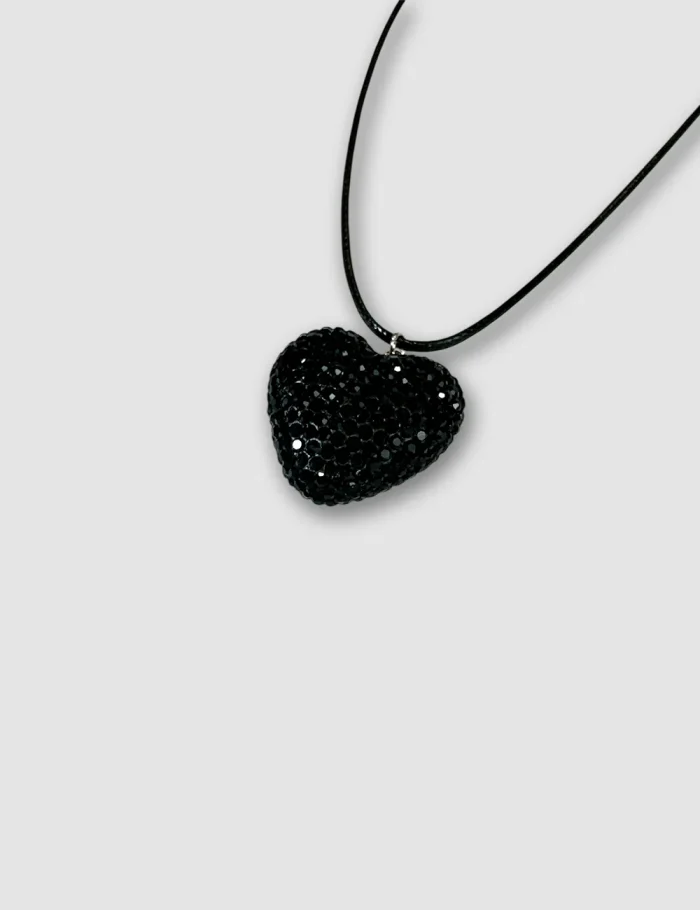 Collar Pedreria Corazón Negro - Imagen 2