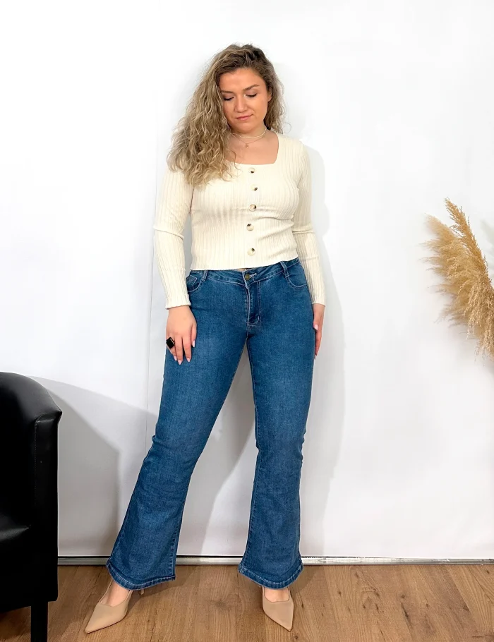 Jeans Flared Denim Medio - Imagen 2
