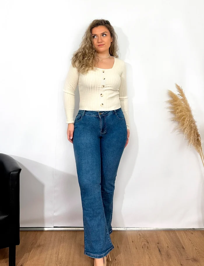 Jeans Flared Denim Medio - Imagen 4