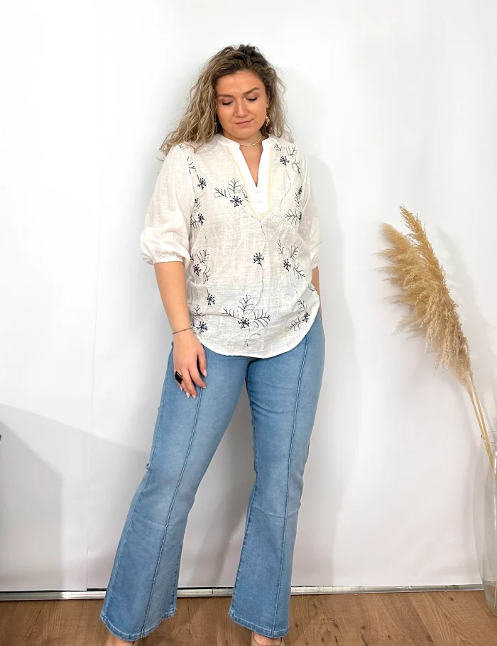 Blusa Lino Bordada - Imagen 5