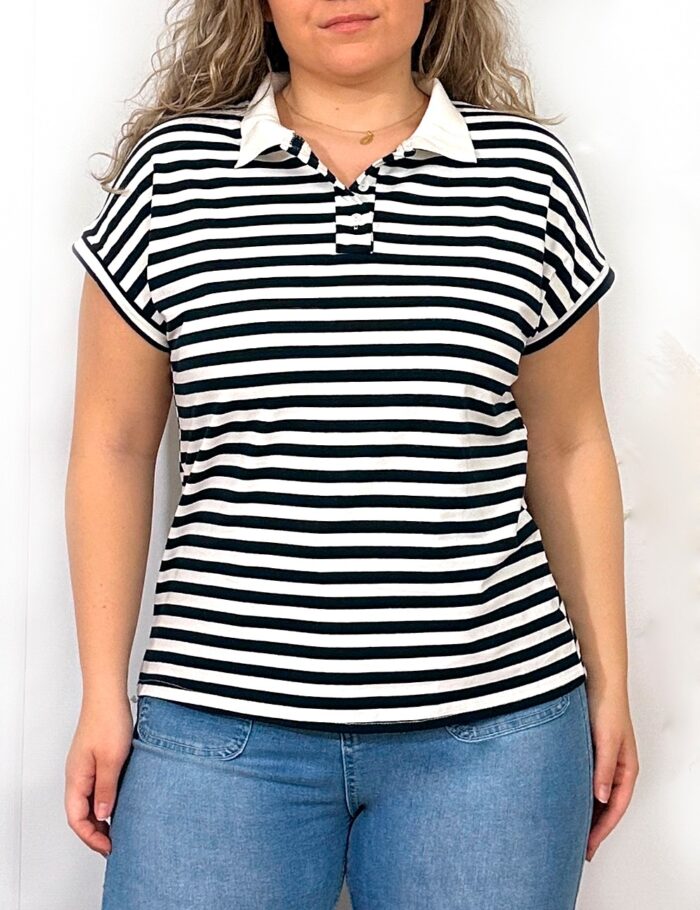 Camiseta Polo Rayas Marino - Imagen 2