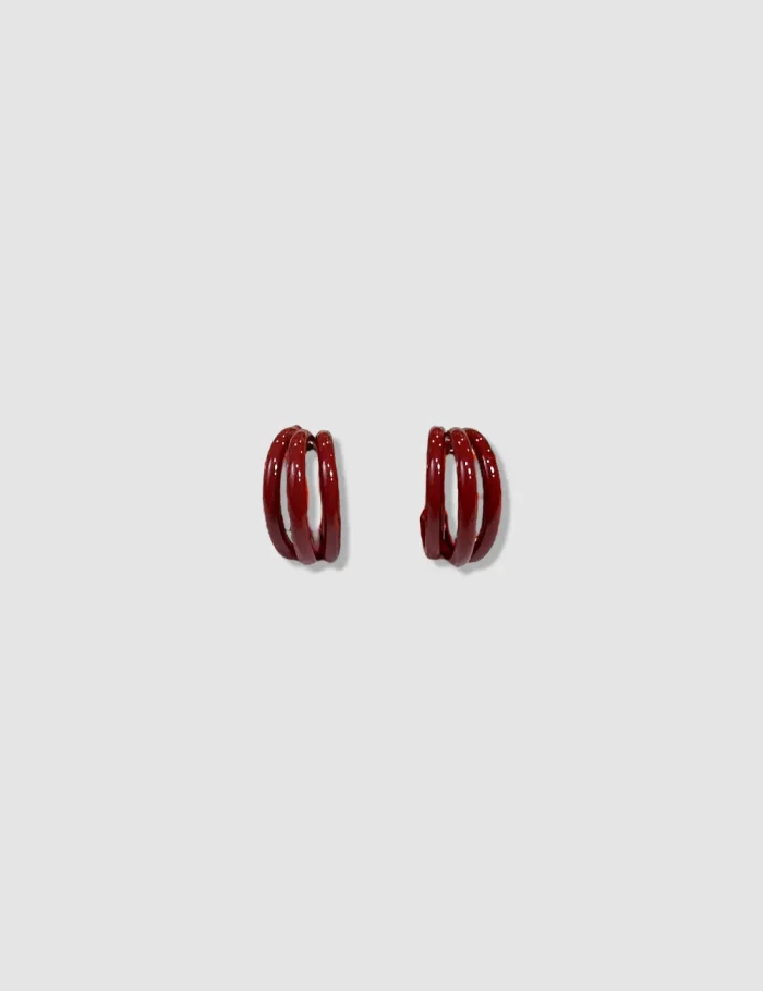 Pendientes 3 Aros Granate