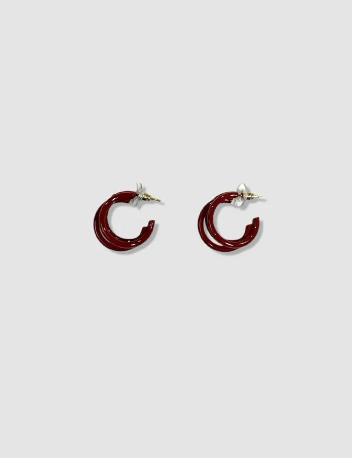 Pendientes 3 Aros Granate - Imagen 2