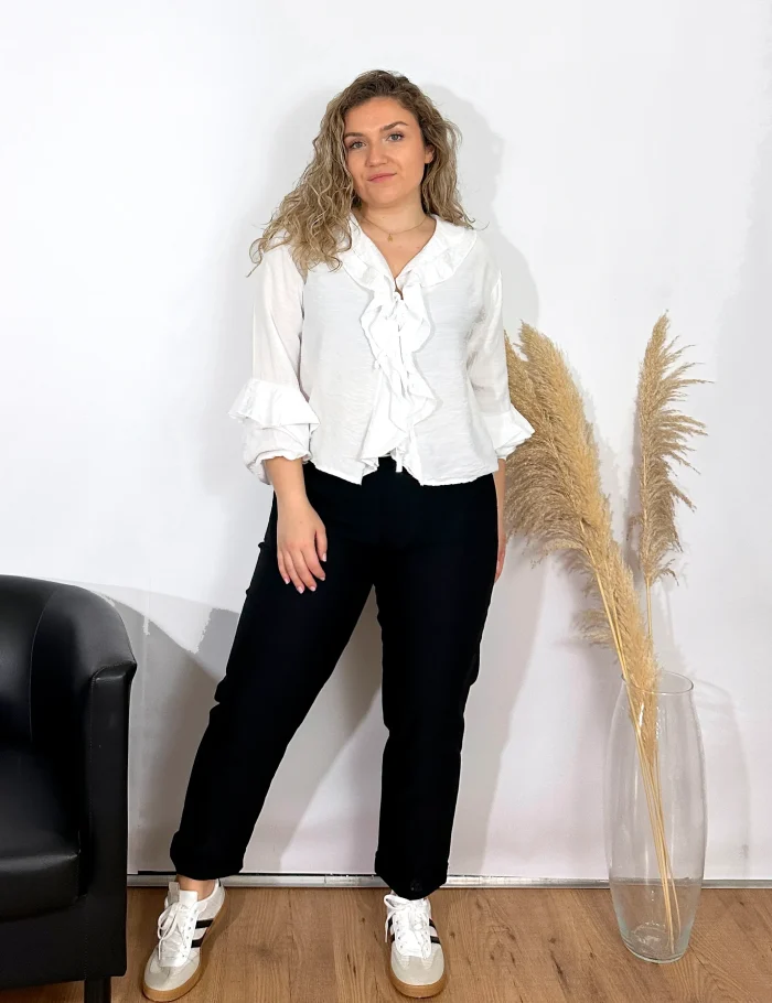 Blusa Abierta Volante Blanca - Imagen 4