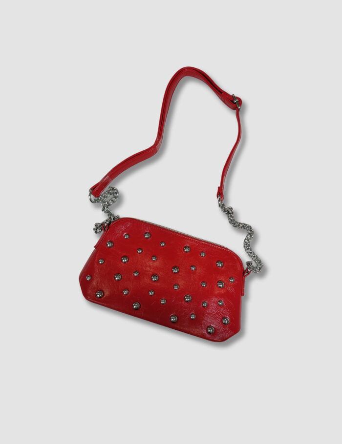 Bolso Bandolera Tachuelas Rojo