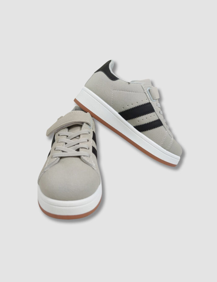 Deportivas Retro Con Velcro Unisex Gris/Negro - Imagen 4