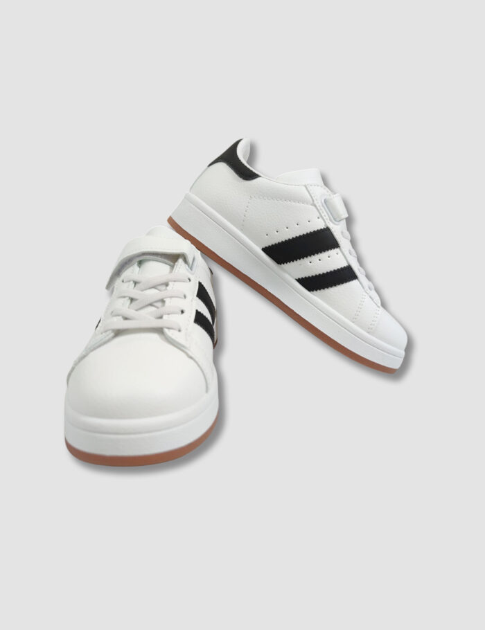 Deportivas Retro Con Velcro Unisex Blanco/Negro - Imagen 4