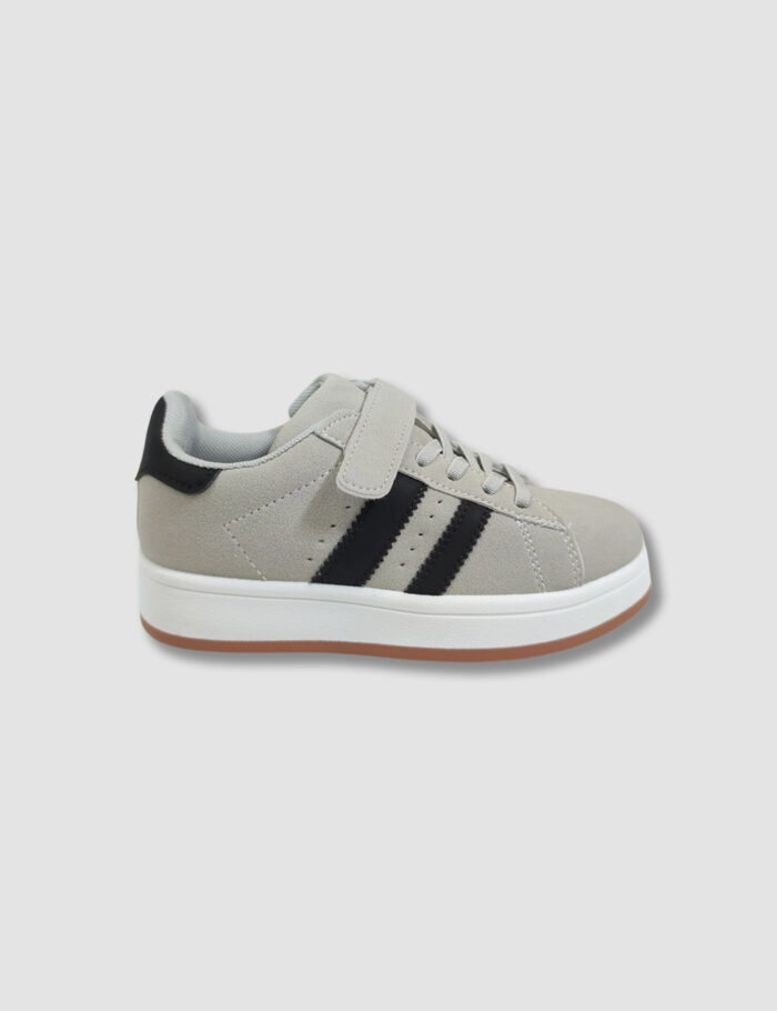Deportivas Retro Con Velcro Unisex Gris/Negro