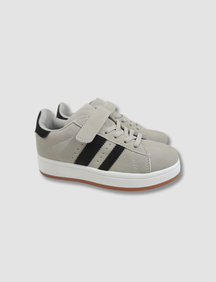Deportivas Retro Con Velcro Unisex Gris/Negro - Imagen 2