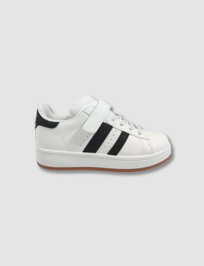 Deportivas Retro Con Velcro Unisex Blanco/Negro