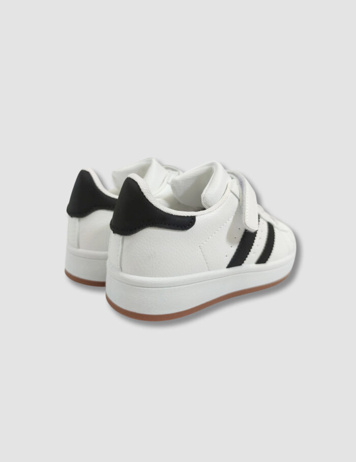 Deportivas Retro Con Velcro Unisex Blanco/Negro - Imagen 3