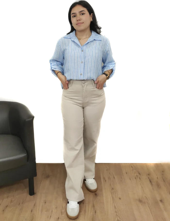Pantalón Wide Leg Beige - Imagen 3