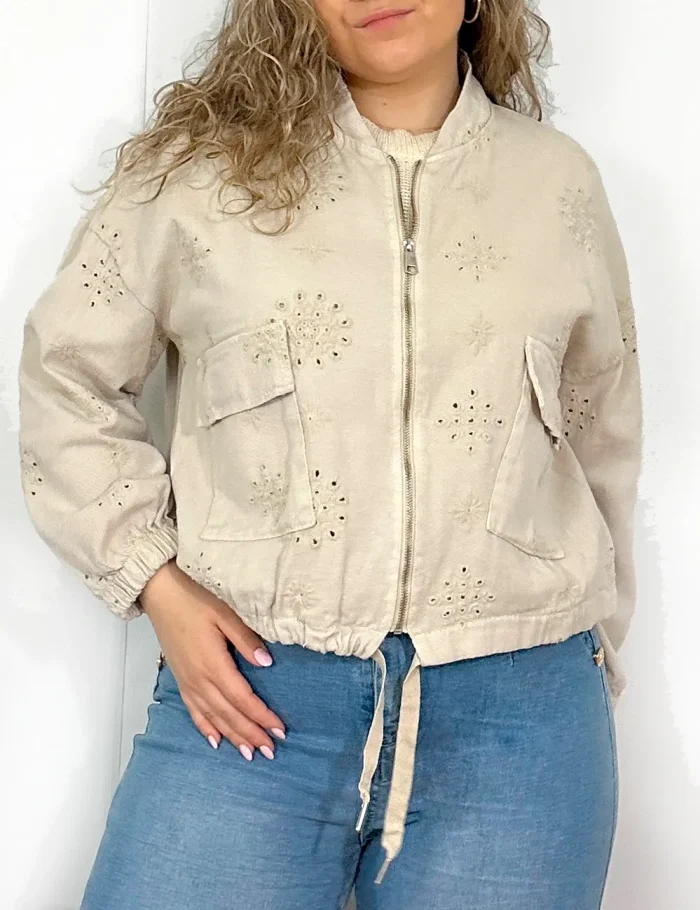 Chaqueta Calada Crema - Imagen 2