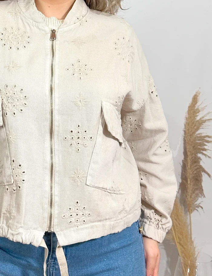 Chaqueta Calada Crema - Imagen 4