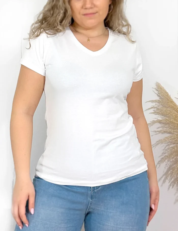 Camiseta Cuello Pico Blanca