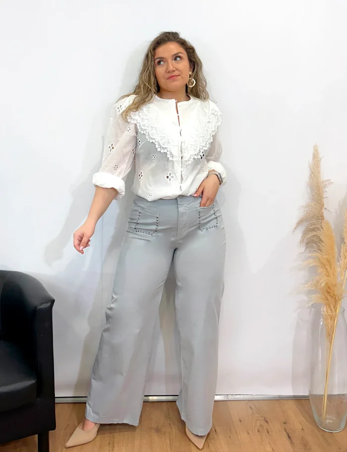 Camisa Bordada Blanca - Imagen 2