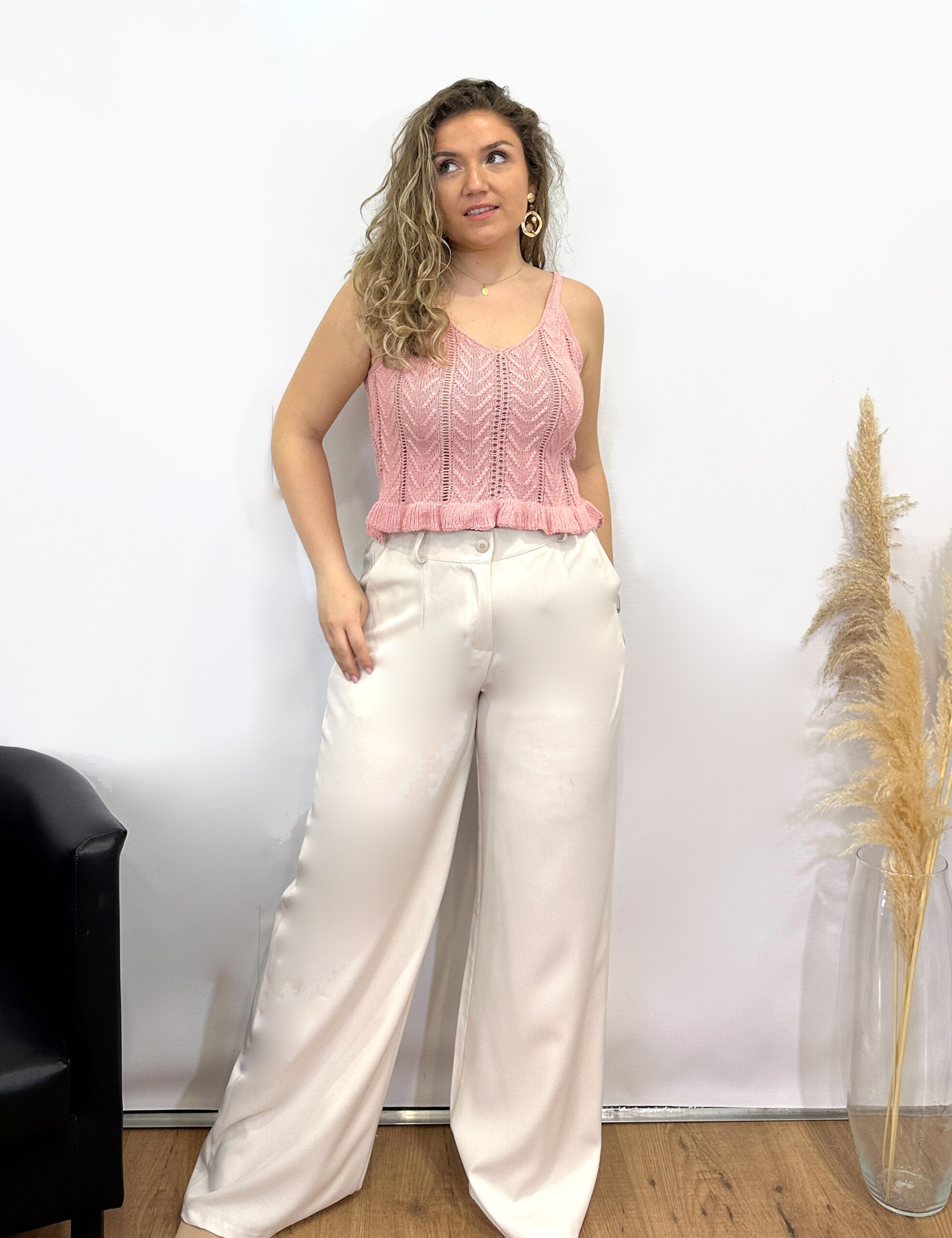 Top Crochet Rosa