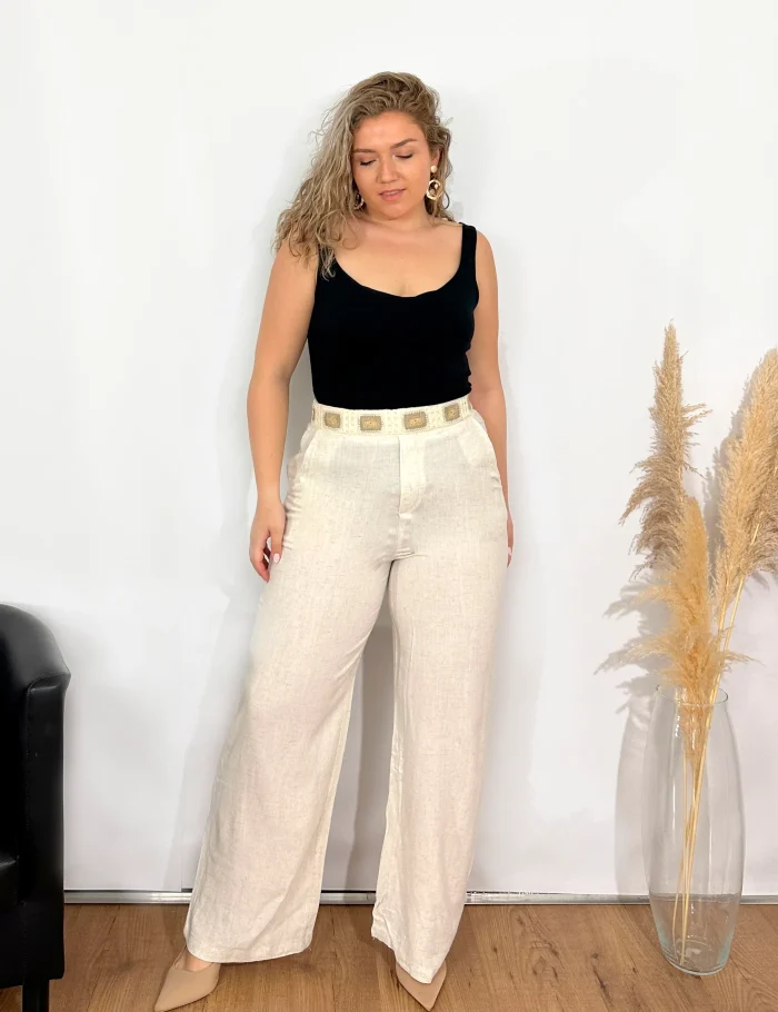 Pantalón Lino Crema