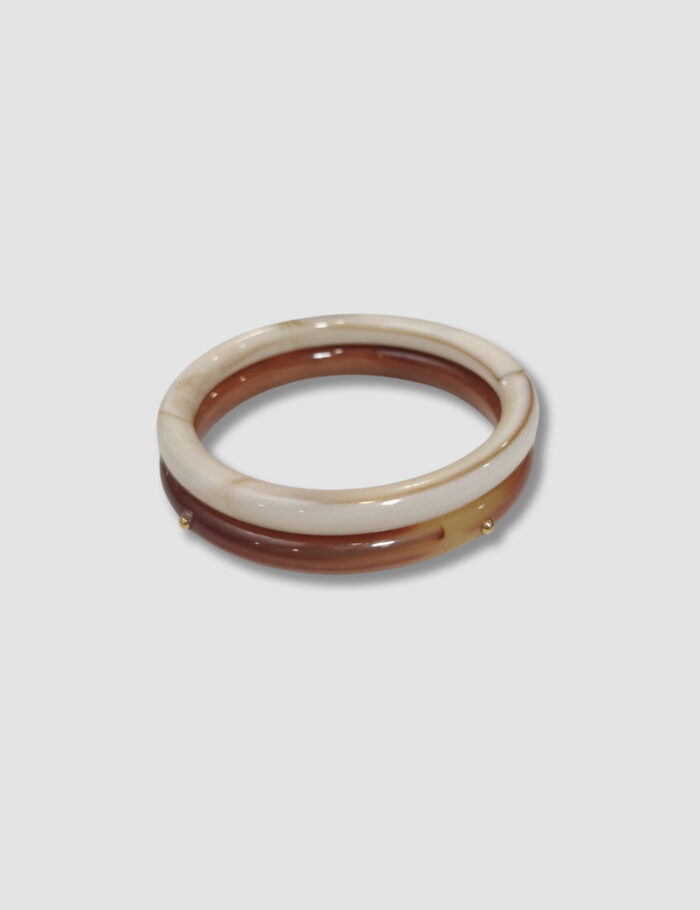 Pulseras De Acero De Color Beige Y Marrón