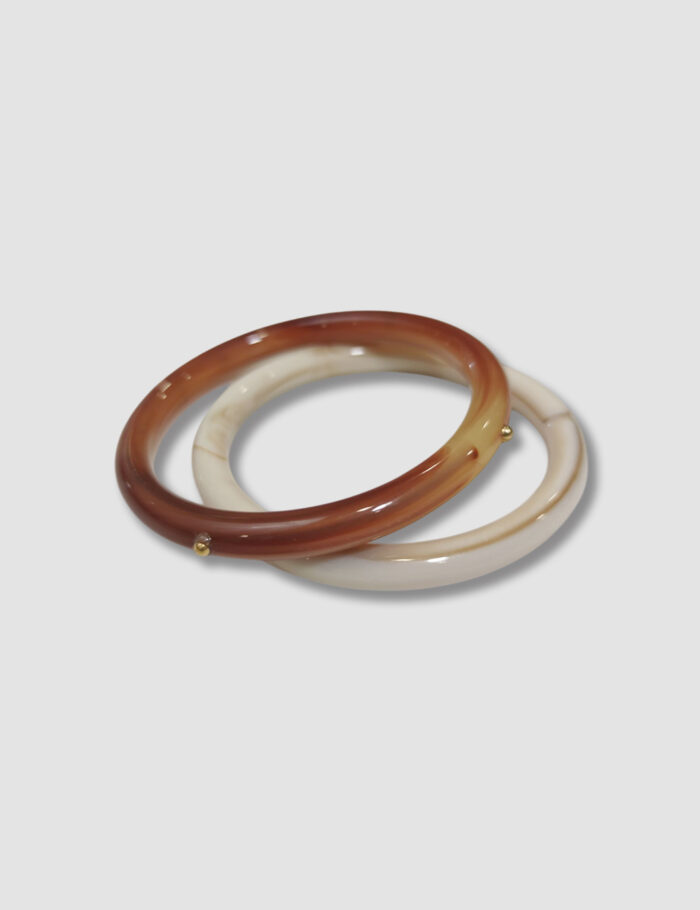 Pulseras De Acero De Color Beige Y Marrón - Imagen 2