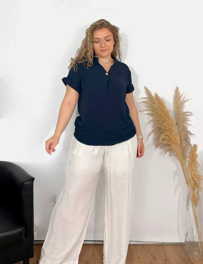 Blusa Manga Corta Marino