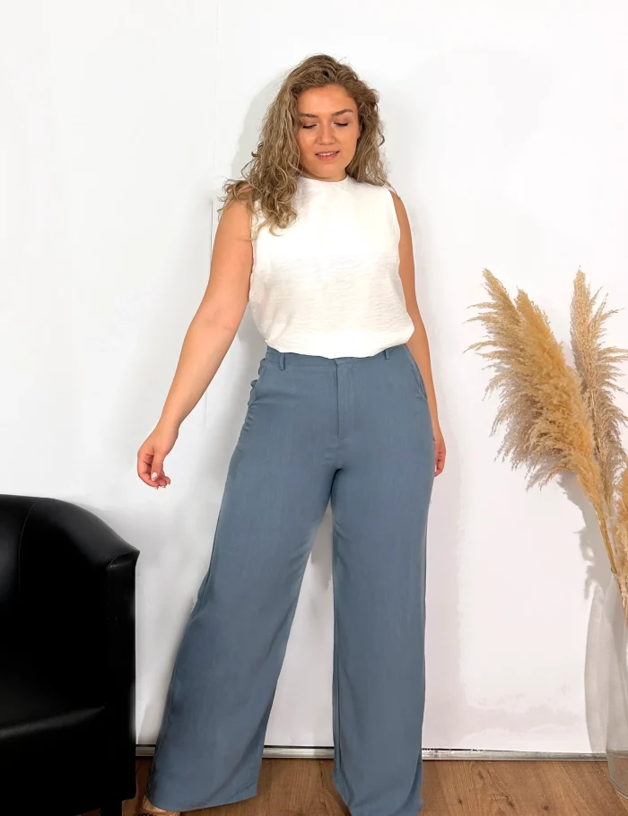 Pantalón Lino Azul - Imagen 4