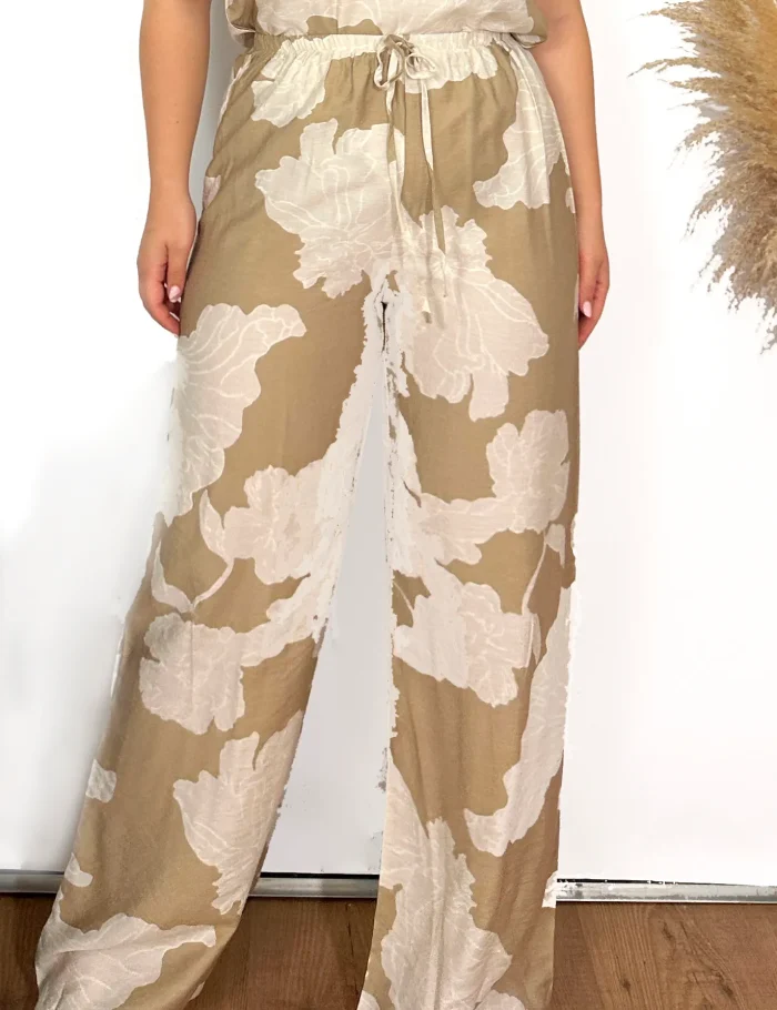Pantalón Hojas Crema