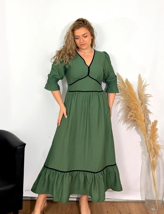 Vestido Maxi Contrastes Verde