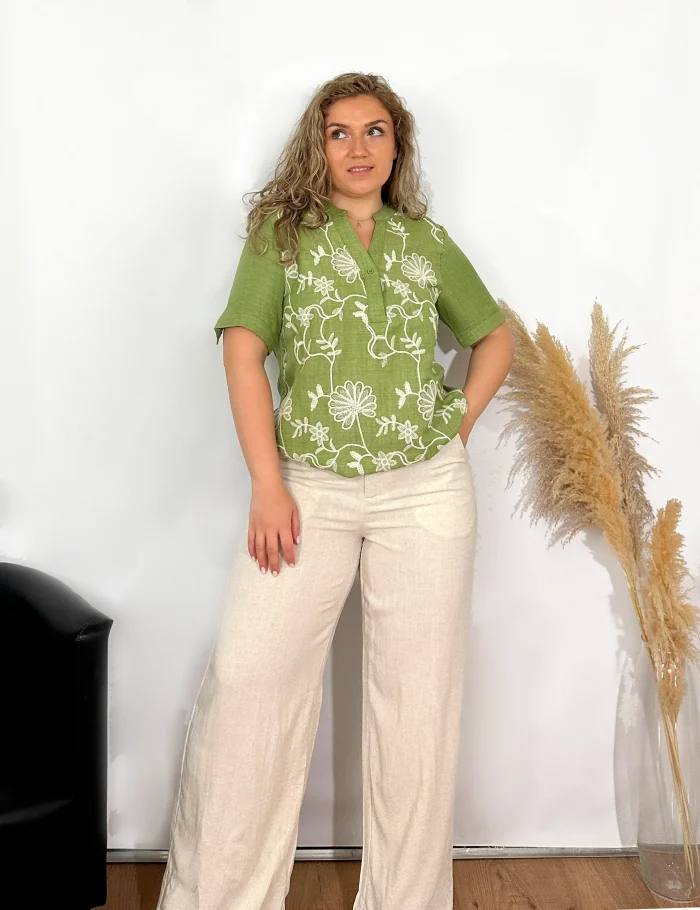 Blusa Lino Pistacho