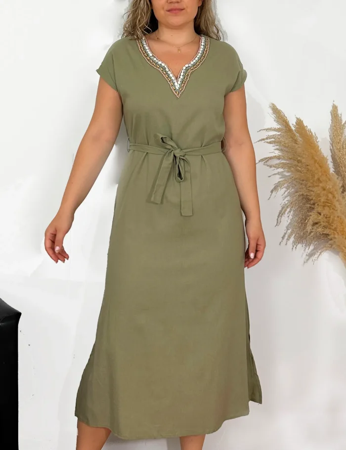 Vestido Tunica Kaki - Imagen 3