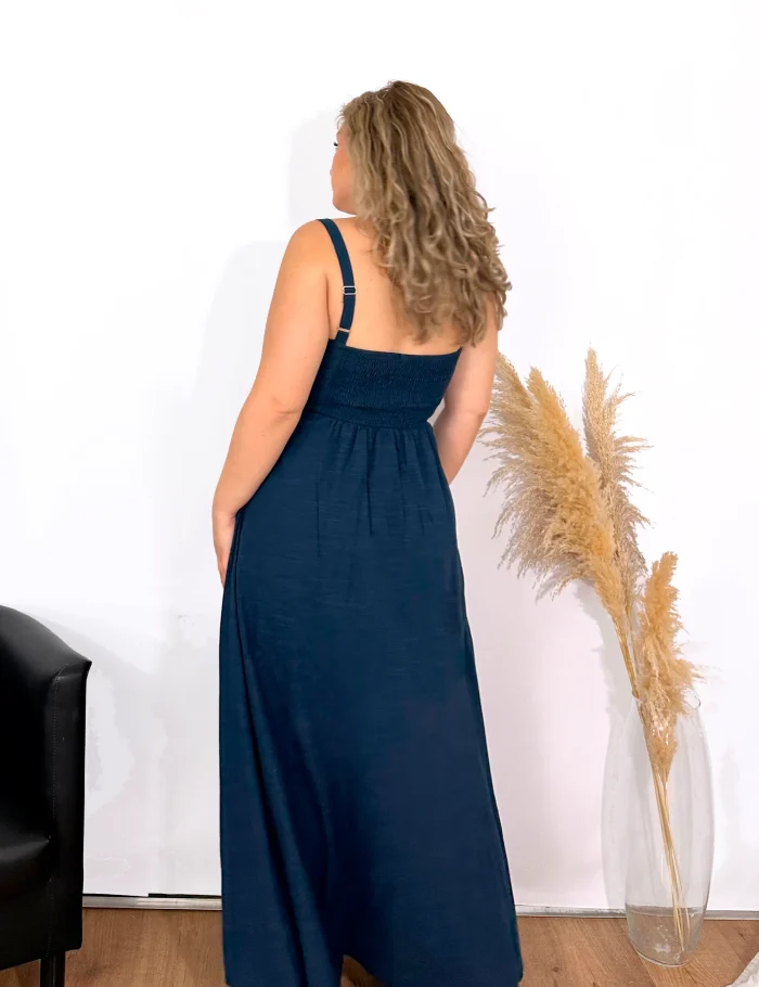 Vestido Maxi Contrastes Marino - Imagen 2