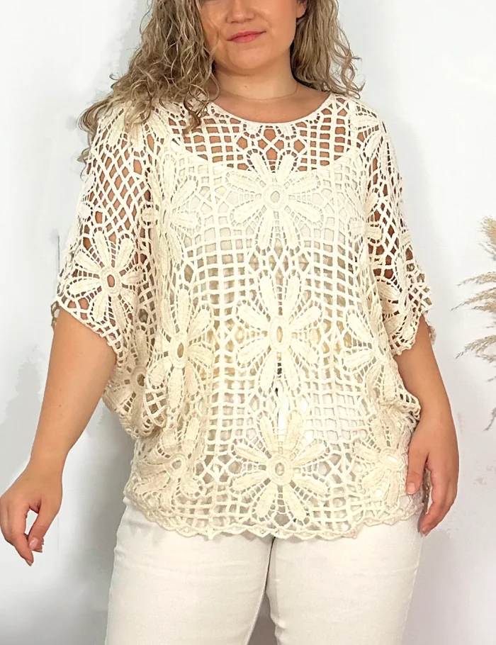 Jersey Crochet Crema - Imagen 2
