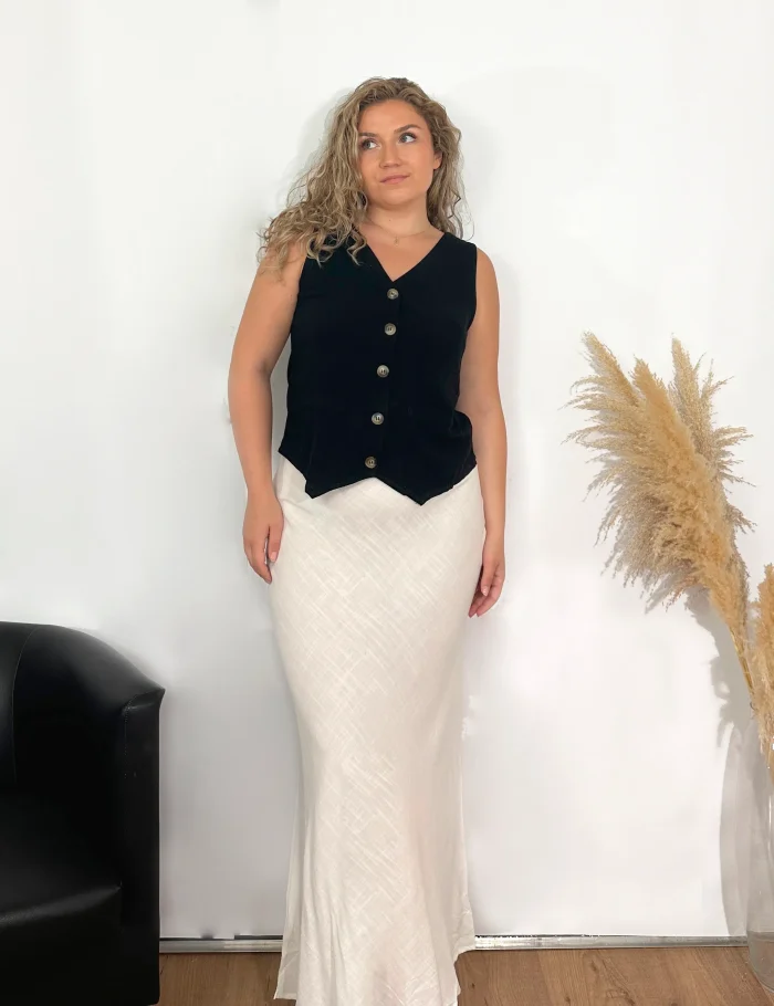 Falda Maxi Lino Crema