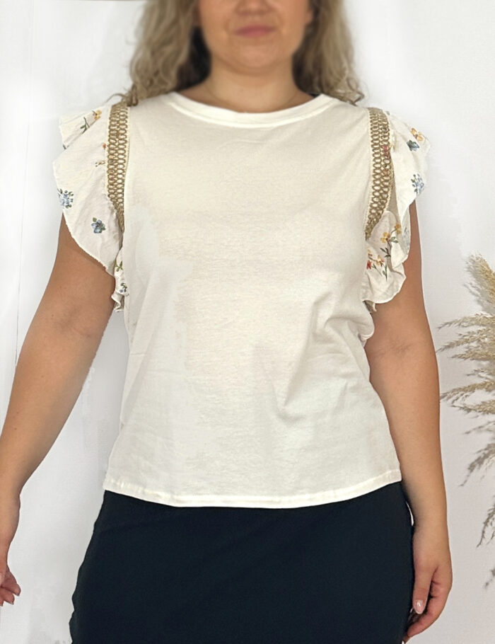 Camiseta Manga Flores - Imagen 2