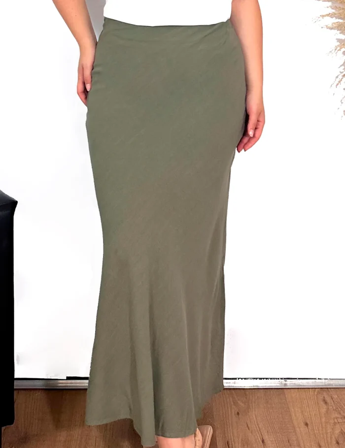 Falda Maxi Lino Kaki