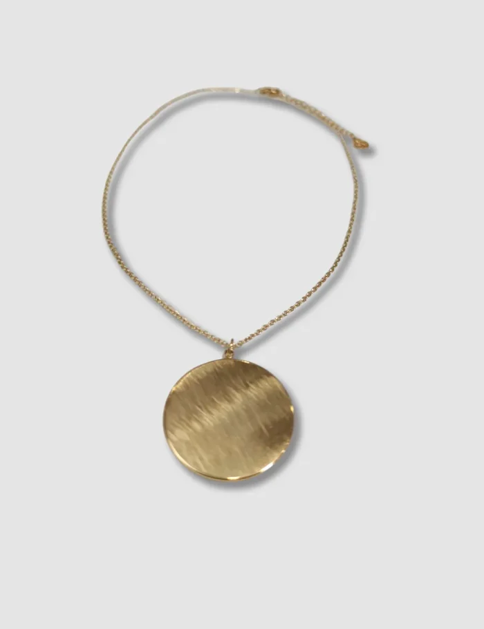 Collar Acero Chapa Redonda Dorada