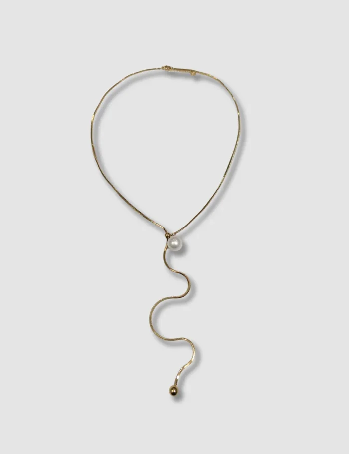 Collar Acero Perlas Ajustable