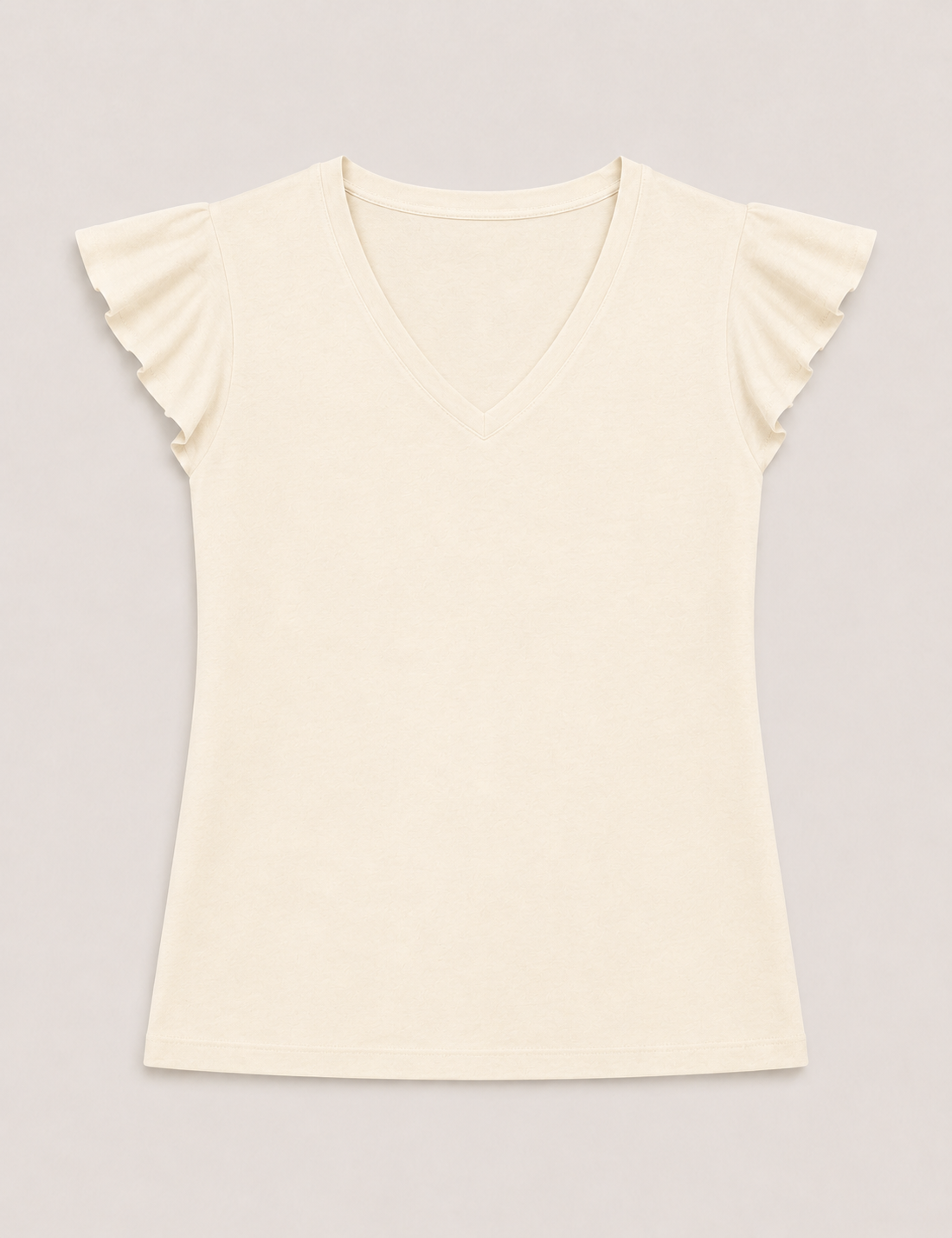 Camiseta Con Volantes Crudo