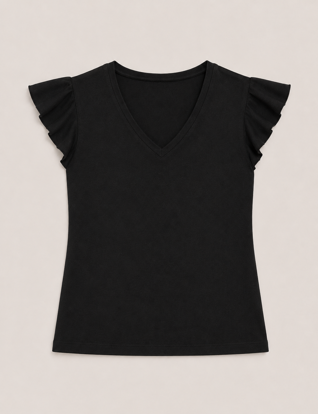 Camiseta Negra Con Volantes